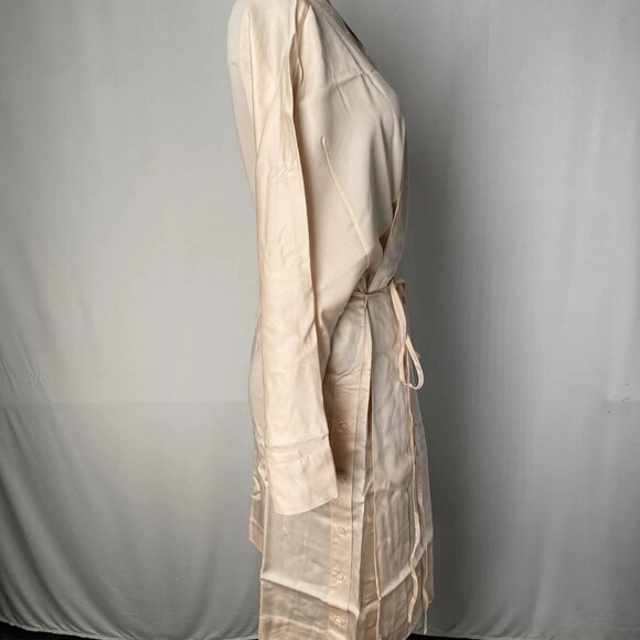 Ettitude Women's Robe Oat Size S/M Long Sleeve Lightweight Sateen Knee-Length - Picture 5 of 8